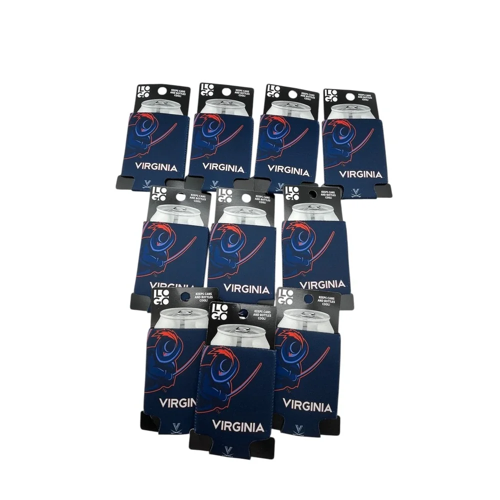Set of‎ 10 Virginia Cavaliers Oversized Can Cooler Sleeve Neoprene ACC Football